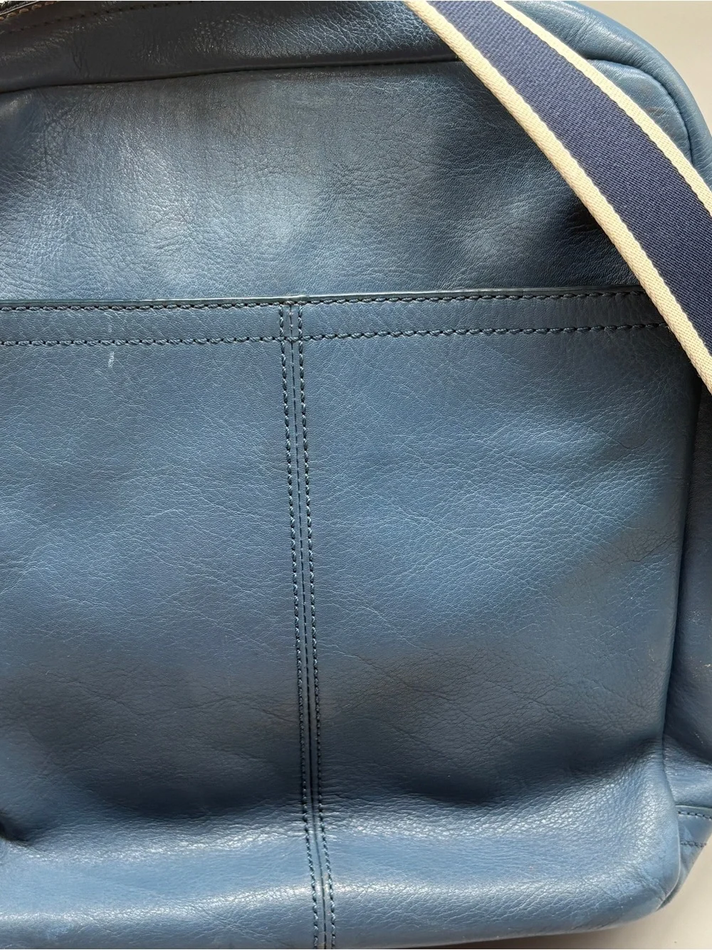 Coach Blue Leather Crossbody Messenger Bag Adjustable Strap Men’s